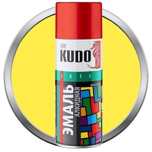 Купить Краска аэрозольная Kudo KU-1013 аэрозольная, универсальная, желтая 520 мл по низкой цене