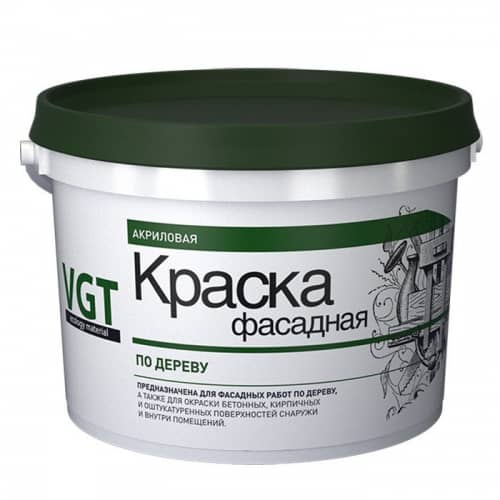 Купить Краска VGT ВД-АК-1180 акриловая фасадная по дереву белая 15 кг по низкой цене