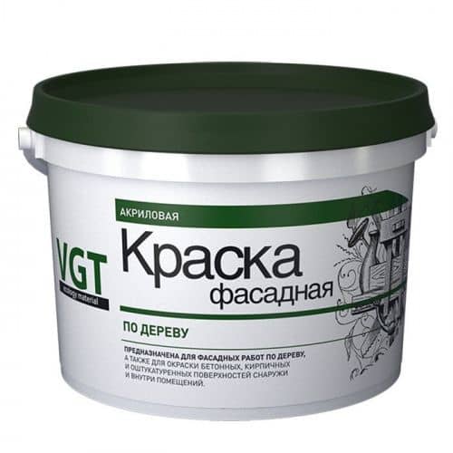 Купить Краска VGT ВД-АК-1180 акриловая фасадная по дереву белая 3 кг по низкой цене