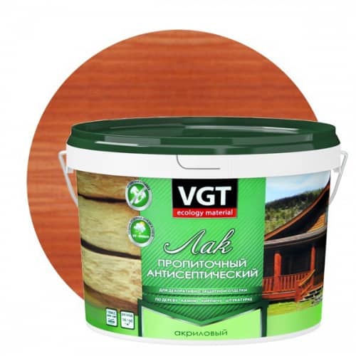 Купить Лак VGT пропиточный с антисептиком махагон 9 кг по низкой цене