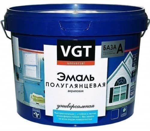 Купить Эмаль VGT ВД-АК-1179 универсальная полуглянцевая База А супербелая 2,5 кг по низкой цене