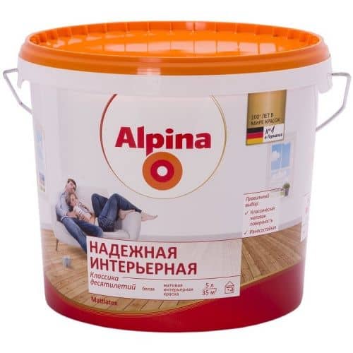 Купить Краска Alpina Надежная интерьерная матовая 5 л по низкой цене