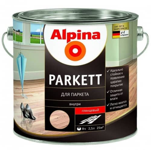 Купить Лак Alpina Parkett паркетный глянцевый 2,5 л по низкой цене
