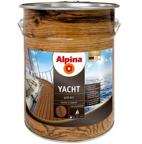 Купить Лак Alpina Yacht яхтный алкидный глянцевый 10 л по низкой цене