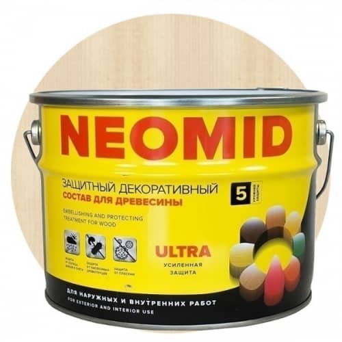Купить Пропитка Neomid Bio Color Ultra для древесины бесцветная 9 л по низкой цене