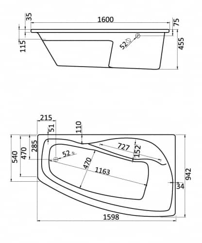Купить Ванна Santek Майорка XL акриловая правая с рамой, монтажный комплект, сифон 160х95 см по низкой цене