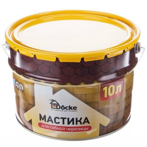 Купить Мастика Docke битумная для гибкой черепицы 10 л по низкой цене