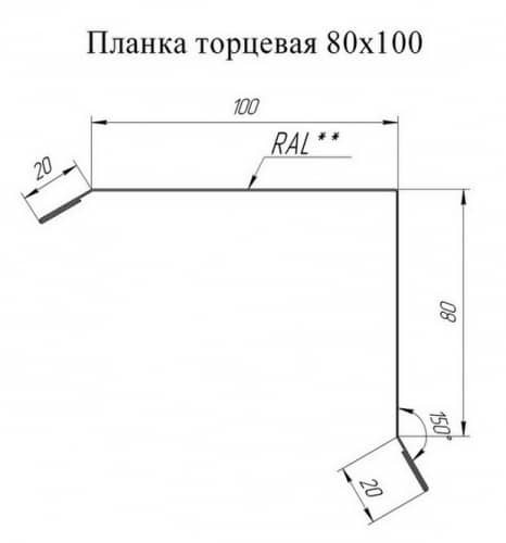 Купить Планка Grand Line Pe RR11 торцевая резка 100х80 мм по низкой цене