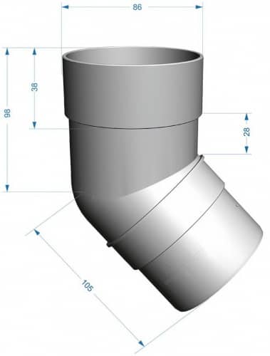 Купить Колено трубы Docke ПВХ Premium D120/85 мм угол 45 градусов RAL 9003 Пломбир по низкой цене