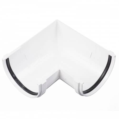 Купить Угол желоба Docke ПВХ Premium D120/85 мм универсальный 90 градусов RAL 9003 Пломбир по низкой цене