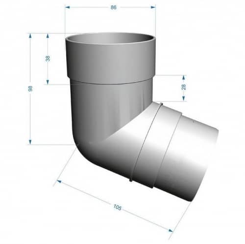 Купить Колено трубы Docke ПВХ Premium D120/85 мм угол 72 градуса графит по низкой цене