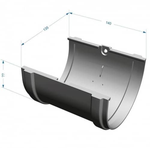 Купить Соединитель желоба Docke ПВХ Premium D120/85 мм графит по низкой цене