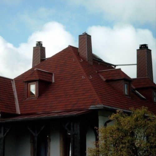 Купить Черепица Metrotile Metroviksen композитная красно-черная по низкой цене