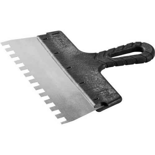 Купить Шпатель зубчатый Зубр Мастер 10078-25-10 зубчатый 250 мм зуб 10х10 мм по низкой цене