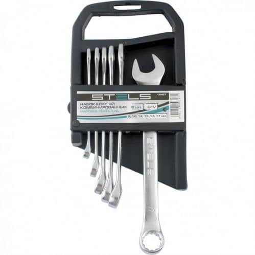 Купить Набор Stels 15427 ключей комбинированных матовый хром 8-17 мм 6 штук по низкой цене