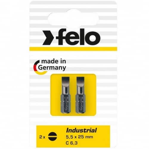Купить Бита Felo Industrial шлицевая плоская SL5,5х1х25 мм 2 шт по низкой цене