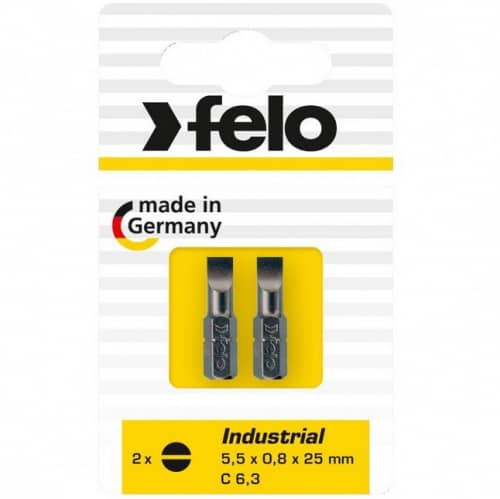 Купить Бита Felo Industrial шлицевая плоская SL5,5х0,8х25 мм 2 шт по низкой цене
