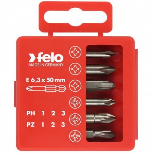 Купить Набор Felo Profi бит PH/PZ 50 мм 6 предметов в кейсе по низкой цене