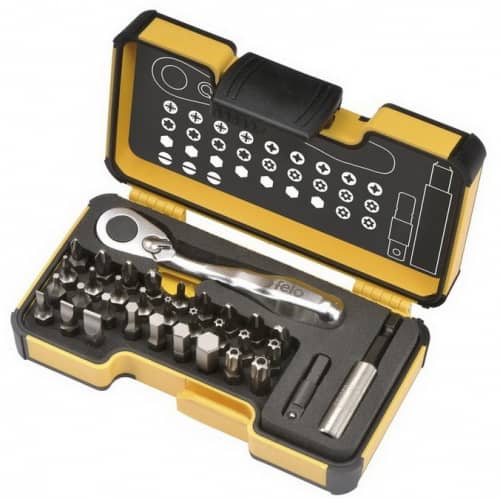 Купить Набор Felo XS SL/PH/PZ/Tx/HEX/TxTR/BH/MS бит с мини трещоткой 33 предмета в кейсе по низкой цене