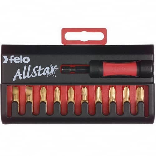 Купить Набор Felo TiN AllStar SL/PZ/PH бит с держателем бит Star 11 предметов в кейсе по низкой цене