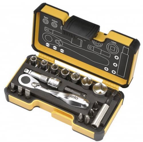 Купить Набор Felo XS SL/PZ/PH бит и головок с мини трещоткой 18 предметов в кейсе по низкой цене