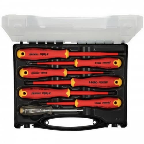 Купить Набор Felo Ergonic E-Slim SL/PH/PZ диэлектрических отверток и отвертка тестер напряжения 7 шт. в кейсе по низкой цене