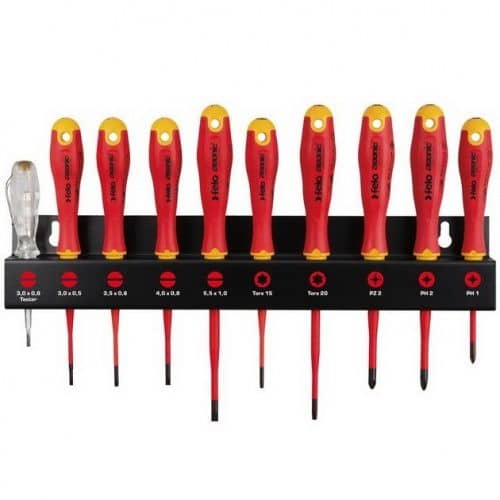 Купить Набор Felo Ergonic E-Slim SL/PH/PZ/Tx диэлектрических отверток 10 шт. на стальной стойке по низкой цене