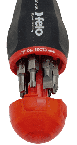 Купить Отвертка Felo с реверсивным механизмом, с набором бит 8 шт по низкой цене