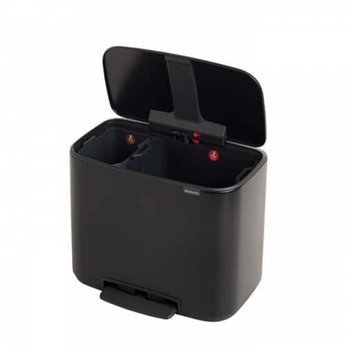 Купить Бак Brabantia Pedal Bin Bo мусорный, черный матовый, 11+23 л по низкой цене