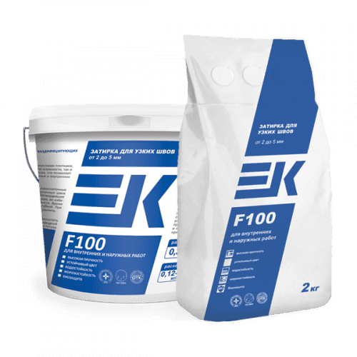 Купить Затирка ЕК F100 белая для узких швов 20 кг по низкой цене