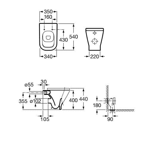 Купить Унитаз Roca The Gap (без крышки) приставной 347477000 по низкой цене