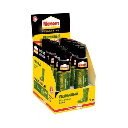 Купить Клей Henkel Момент Резиновый в шоу-боксе 10 шт 30 мл по низкой цене