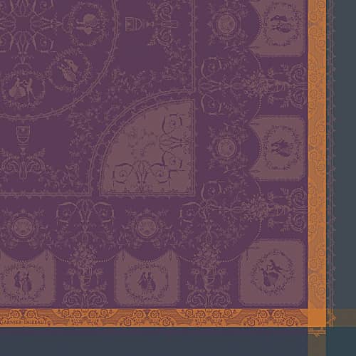 Купить Скатерть Garnier–Thiebaut Bagatelle Velours фиолетово-оранжевая, 172х252 см по низкой цене