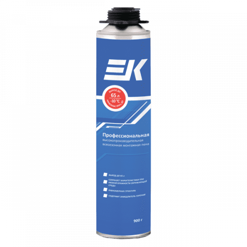 Купить Пена ЕК монтажная профессиональная с выходом пены 65 л, 900 г по низкой цене