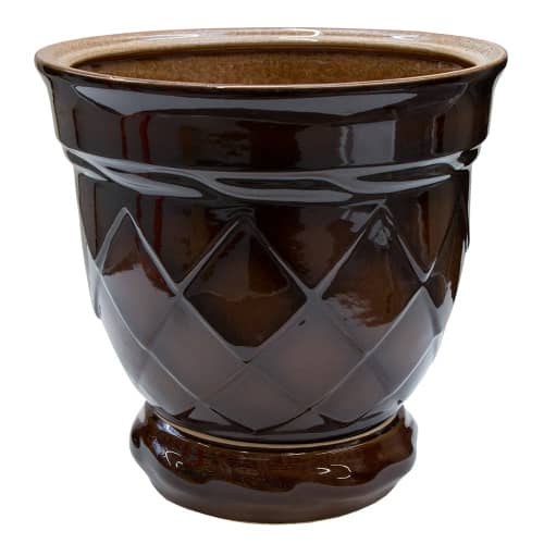 Купить Горшок для цветов с поддоном d27 см Ромб коричневый 9 л по низкой цене