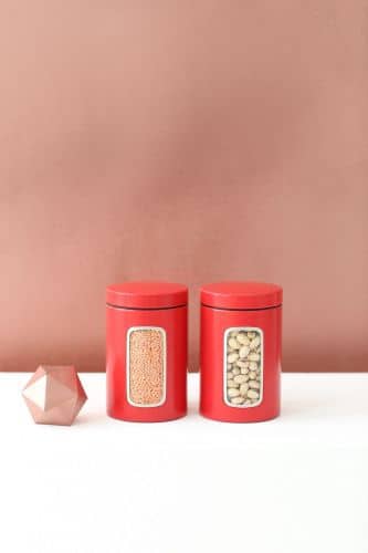 Купить Контейнер Brabantia стальной, для сыпучих продуктов, с окном, пламенно-красный 1,4 л по низкой цене