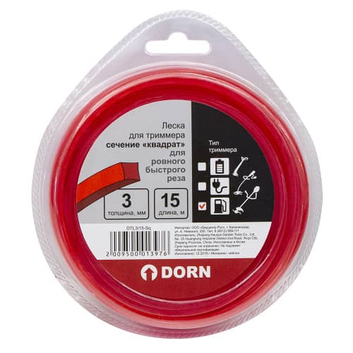 Купить Леска для триммера DORN 3 ммх15 м квадрат по низкой цене