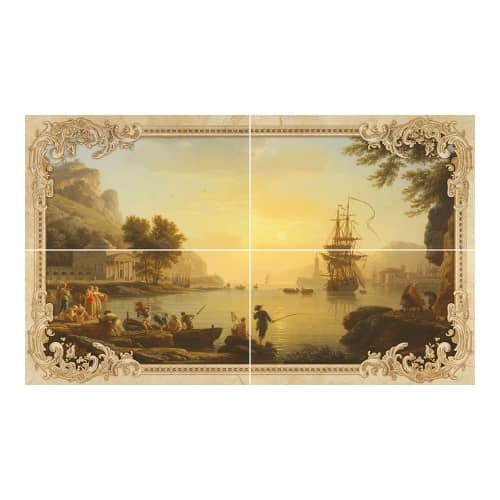 Купить Панно настенное Роттердам бежевое 01 4 плитки 60х100 см по низкой цене