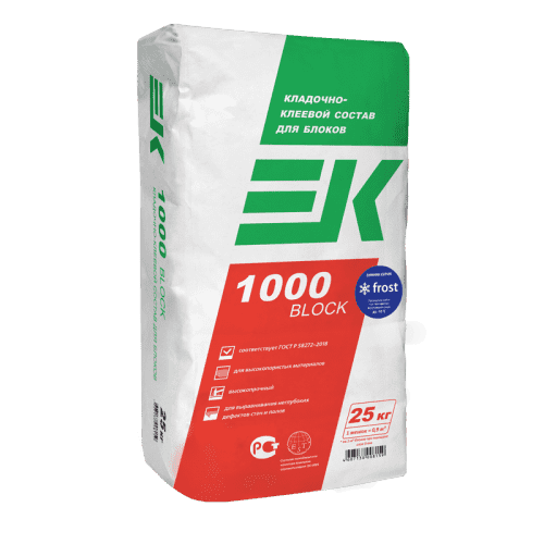 Купить Кладочно-клеевой состав ЕК 1000 BLOCK FROST для монтажа блоков и плит из ячеистого бетона 25 кг по низкой цене
