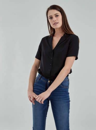 Купить Рубашка Piazza Italia с коротким рукавом, чёрная по низкой цене