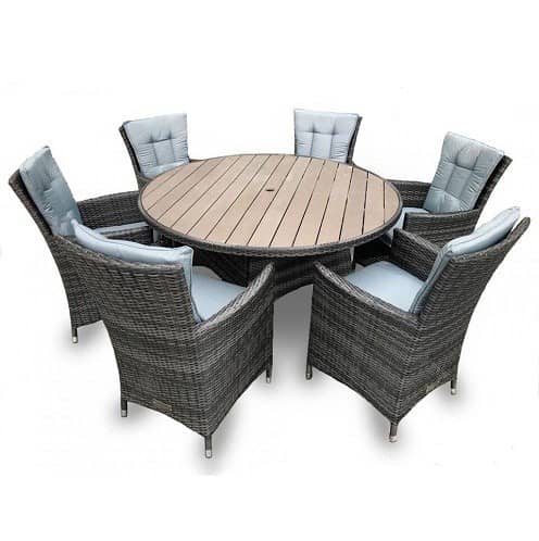 Купить Обеденная группа Афина-Мебель AFM-190 Grey/Light Blue 6Pcs серая по низкой цене