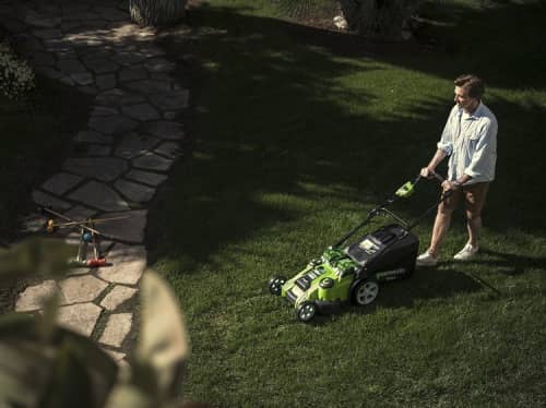 Купить Газонокосилка Greenworks Twin Force G40LM49DB аккумуляторная без аккумулятора и зарядного устройства по низкой цене