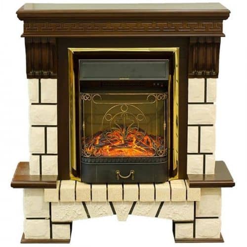 Купить Электрокамин Real Flame Stone new STD/EUG c очагом Majestic Brass S по низкой цене