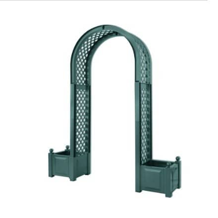 Купить Арка KHW 37603 садовая с ящиком для растений зеленая по низкой цене