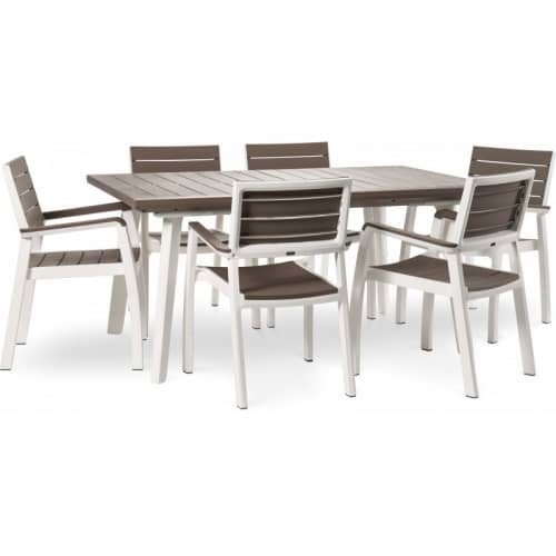 Купить Стол Keter Harmony Extendable пластиковый раздвижной белый - капучино-коричневый по низкой цене