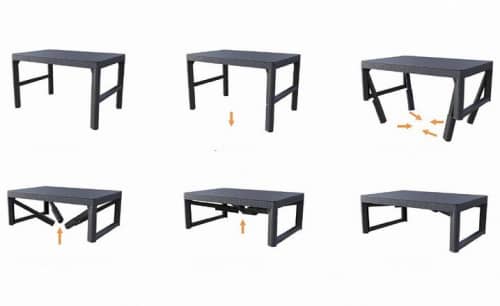 Купить Стол Keter Lyon rattan table пластиковый с регулируемой высотой столешницы капучино по низкой цене