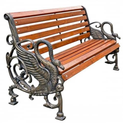 Купить Скамейка Хоббика Лебеди чугунная палисандр 180 см по низкой цене