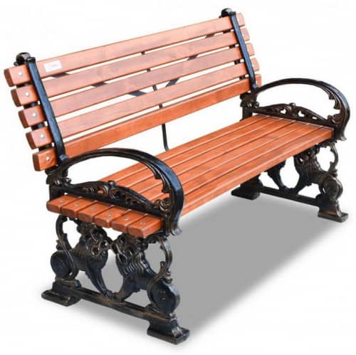 Купить Скамейка Хоббика Львы чугунная палисандр 180 см по низкой цене