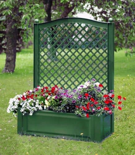 Купить Ящик KHW 37003 большой для растений с шпалерой зеленый по низкой цене