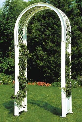 Купить Арка KHW 37901 садовая со штырями для установки белая по низкой цене